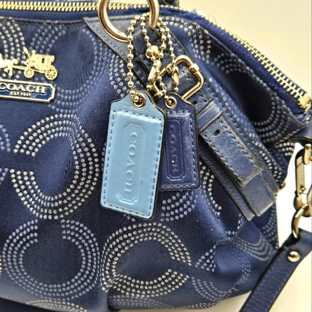 COACH Madison Sophia Satchel OP C Denim Blue Gold Hardware 2 Tags - Picture 3 of 15